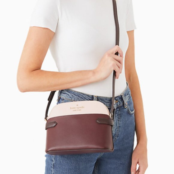 NWT KATE SPADE STACI DOME ROSE SMOKE COLOR BLOCK CROSSBODY BAG - Picture 1 of 11